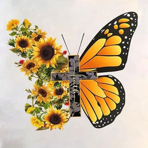 Sunflower Butterfly 40*40CM (canvas) Full Round Drill Diamond Painting