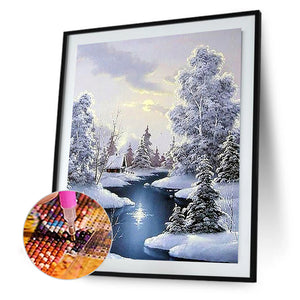 Snowy Village 40*50CM (canvas) Full Round Drill Diamond Painting