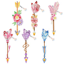 Load image into Gallery viewer, 6pcs Crystal Pendant Bookmark Student Gifts 5D DIY Feather Shape for Adults Kids
