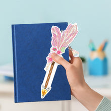 Load image into Gallery viewer, 6pcs Crystal Pendant Bookmark Student Gifts 5D DIY Feather Shape for Adults Kids
