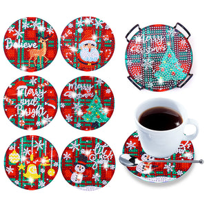 6pcs DIY Coaster Diamond Painting Cup Cushion with Rack Home Decor (AA1128)