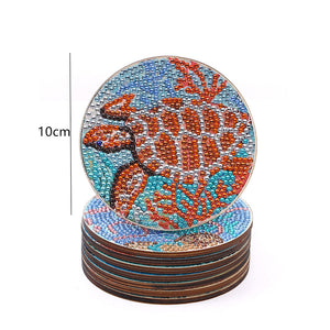 8pcs DIY Coaster Diamond Painting Cup Cushion with Rack Home Decor (AA1136)