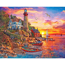 Load image into Gallery viewer, Seaside Pier Lighthouse Sunset 70*50CM (canvas) Full Round Drill Diamond Painting
