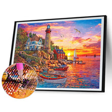 Load image into Gallery viewer, Seaside Pier Lighthouse Sunset 70*50CM (canvas) Full Round Drill Diamond Painting
