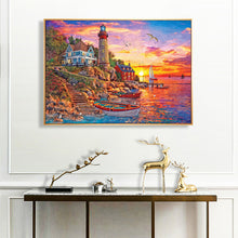 Load image into Gallery viewer, Seaside Pier Lighthouse Sunset 70*50CM (canvas) Full Round Drill Diamond Painting
