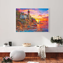 Load image into Gallery viewer, Seaside Pier Lighthouse Sunset 70*50CM (canvas) Full Round Drill Diamond Painting
