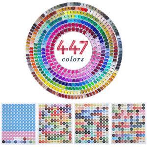 447 DMC Colors Square Diamond Painting Beads with Number Sticker Accessories Set