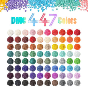 447 DMC Colors Square Diamond Painting Beads with Number Sticker Accessories Set
