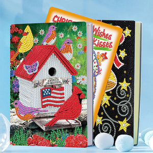 5D DIY A5 50 Pages Partial Special Shaped Drill Notebook Bird House Kits(WXB160)
