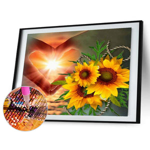 Than Heart Sunflower 60*50CM (canvas) Full Round Drill Diamond Painting