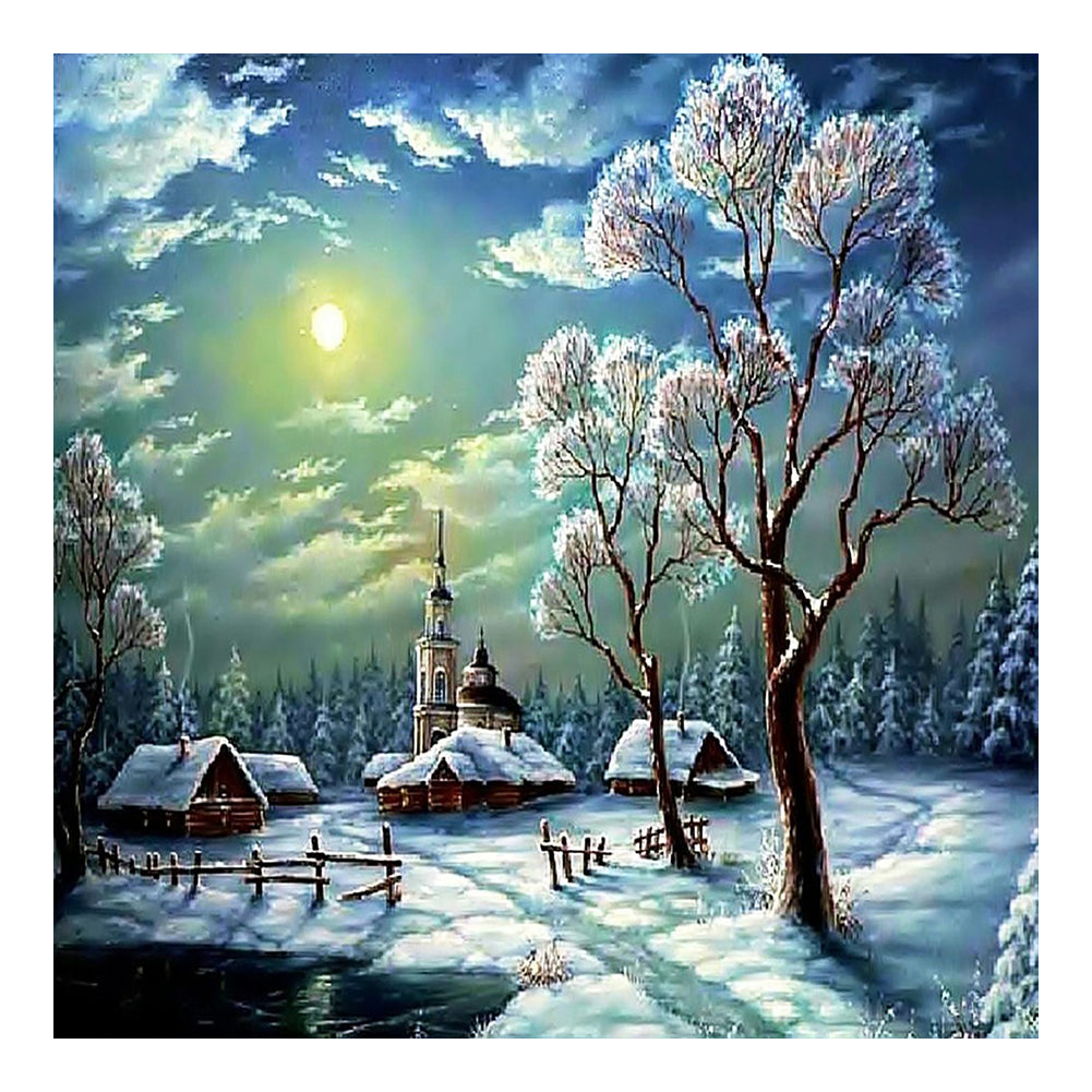 Snow Village 30*30CM (canvas) Full Square Drill Diamond Painting