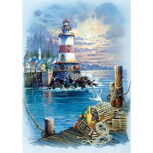 Sea ??Lighthouse 50*60CM (canvas) Full Round Drill Diamond Painting