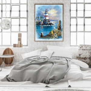 Sea ??Lighthouse 50*60CM (canvas) Full Round Drill Diamond Painting