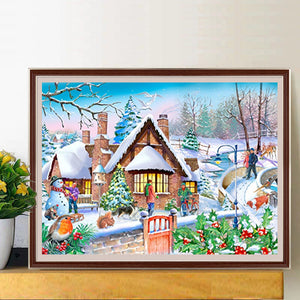 Christmas Village 40*30CM (canvas) Full Round Drill Diamond Painting