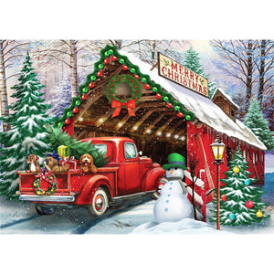 Christmas Village 40*30CM (canvas) Full Round Drill Diamond Painting