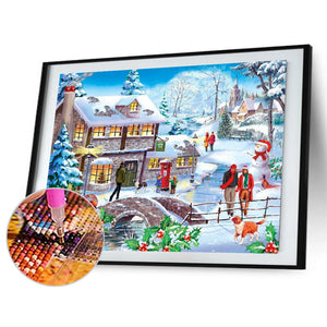 Christmas Village 40*30CM (canvas) Full Round Drill Diamond Painting