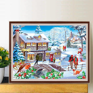 Christmas Village 40*30CM (canvas) Full Round Drill Diamond Painting