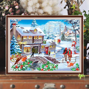 Christmas Village 40*30CM (canvas) Full Round Drill Diamond Painting