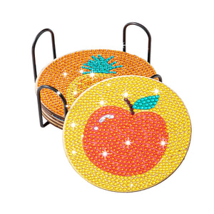 Cartoon Fruit Diamonds Painting Coaster Woodiness with Rack Home Decor (BD010)