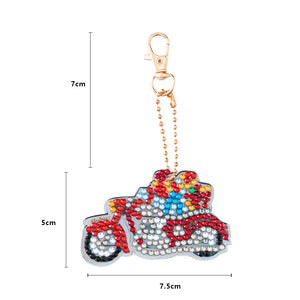 6pcs Little Red Car DIY Diamonds Painting Keychain Mosaic Keyring Gift (T-32)