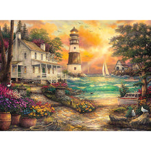 Load image into Gallery viewer, Seaside Lighthouse House 50*40CM (canvas) Full Round Drill Diamond Painting
