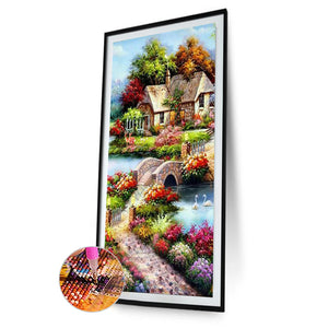 Garden Bridge House 45*85CM (canvas) Full Square Drill Diamond Painting