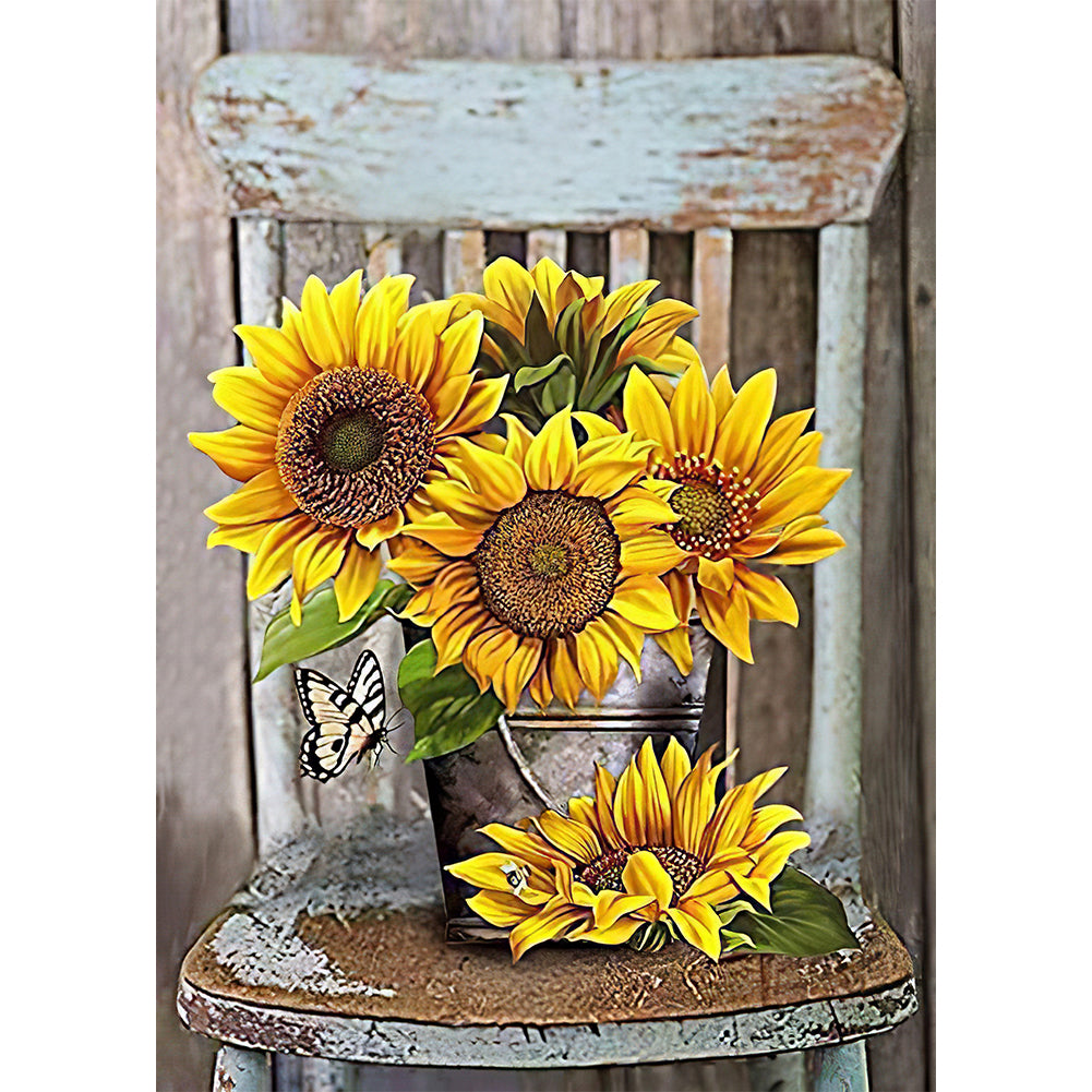 Sunflower On Chair 30*40CM (canvas) Full Square Drill Diamond Painting