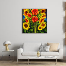 Load image into Gallery viewer, Blooming Roses And Sunflowers 30*30CM (canvas) Full Round Drill Diamond Painting
