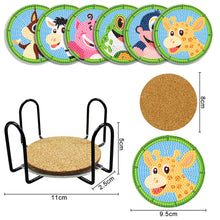 Load image into Gallery viewer, DIY Wood Coasters Set Animal Pattern (BD216 6pcs 1Storage Rack With cork mat)
