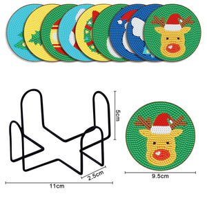 DIY Wood Coasters Set Christmas Style(BD605 9pcs 1Storage Rack Without cork mat)