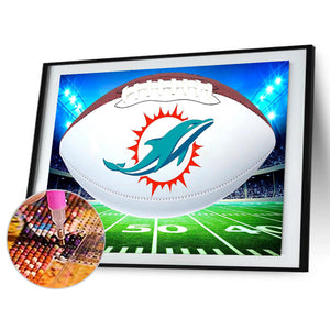 Miami Dolphins Football Team 40*30CM (canvas) Full Round Drill Diamond Painting