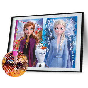 Princess Elsa Princess Anna 50*40CM (canvas) Full Round Drill Diamond Painting