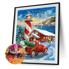 Load image into Gallery viewer, Seaside Lighthouse House Small Red Car 30*40CM (canvas) Full Square Drill Diamond Painting
