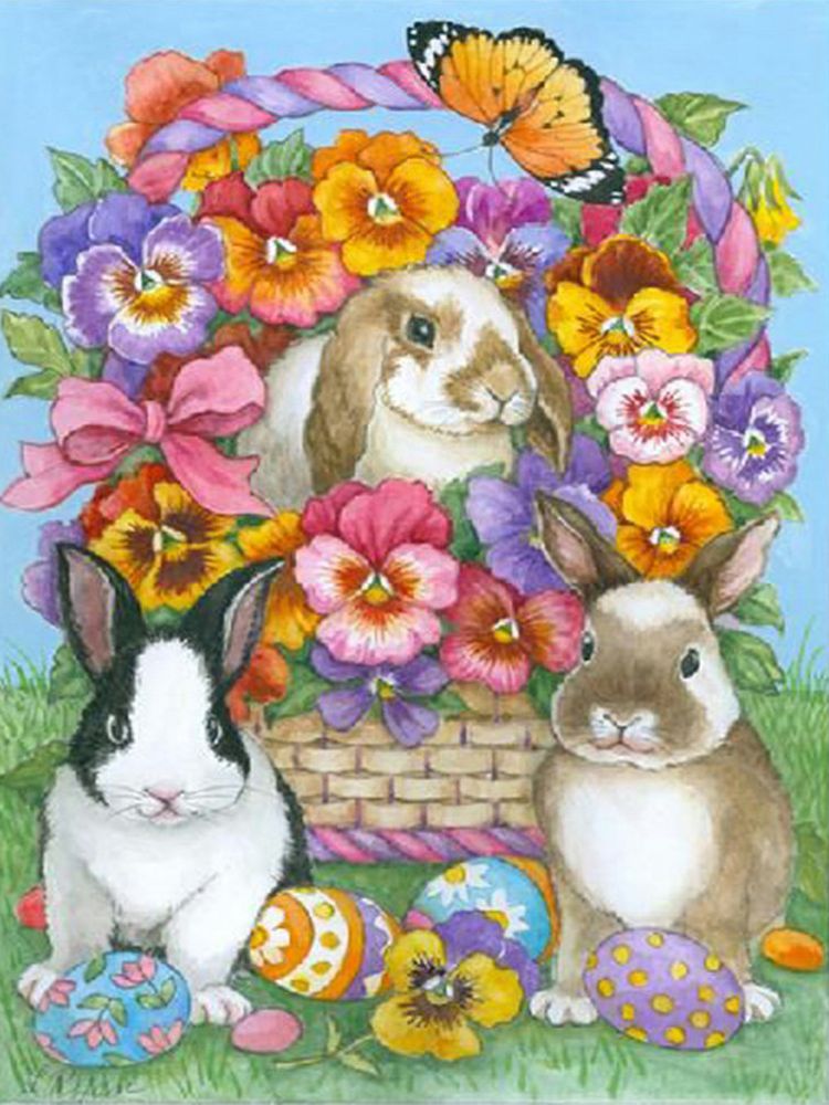 Rabbit 30*40CM (canvas) Full Round Drill Diamond Painting