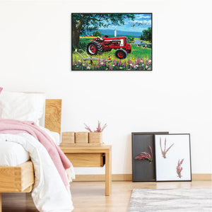 Red Truck 50*40CM (canvas) Full Round Drill Diamond Painting