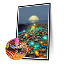Load image into Gallery viewer, Glowing Colored Stones On The Seashore Under The Moon 40*70CM (canvas) Full Round Drill Diamond Painting
