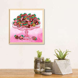 Strawberry Dessert Chocolate 30*30CM (canvas) Partial Special-Shaped Drill Diamond Painting