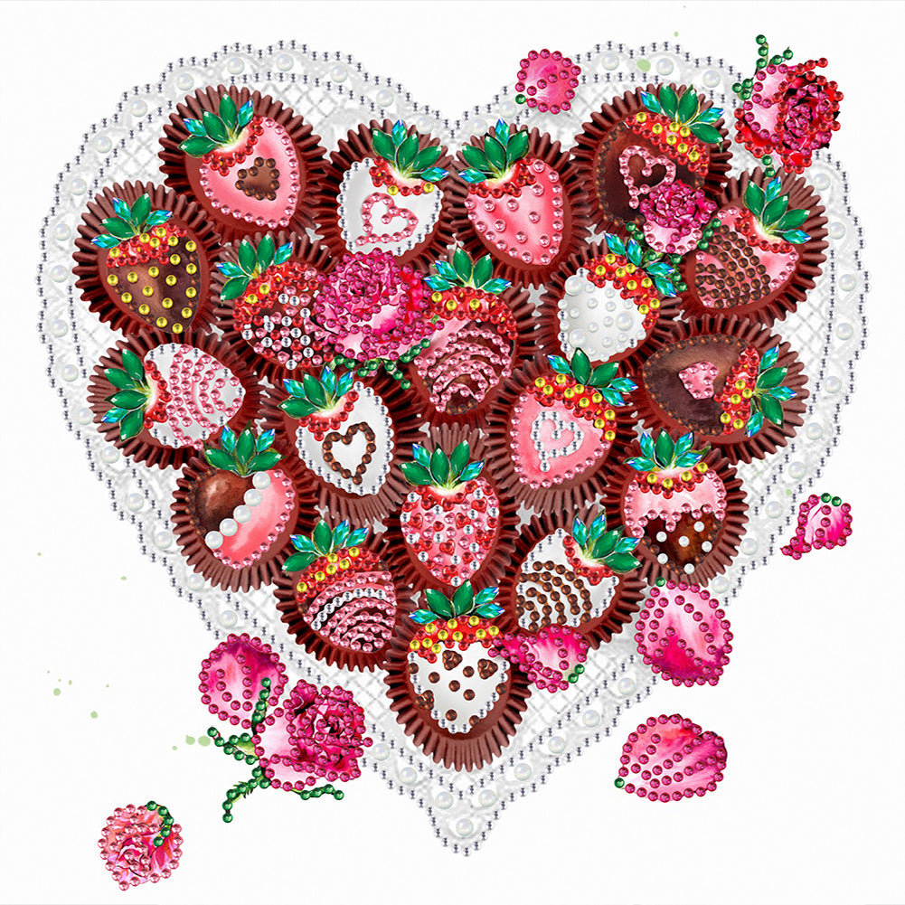 Strawberry Dessert Chocolate 30*30CM (canvas) Partial Special-Shaped Drill Diamond Painting
