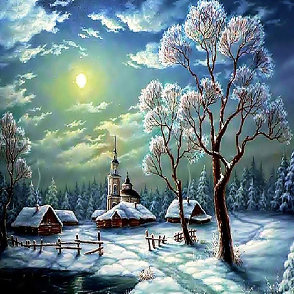 Snow Village 50*50CM (canvas) Full Square Drill Diamond Painting