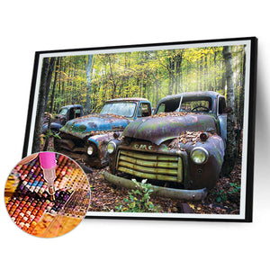 Old Classic Car 50*40CM (canvas) Full Round Drill Diamond Painting