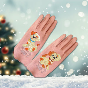 DIY Windproof Gloves Art Craft Warm Stretchy Gloves for Women Girls Winter Using