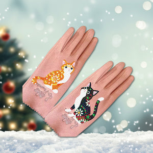 DIY Windproof Gloves Art Craft Warm Stretchy Gloves for Women Girls Winter Using