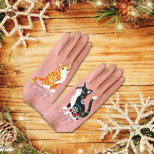 DIY Windproof Gloves Art Craft Warm Stretchy Gloves for Women Girls Winter Using