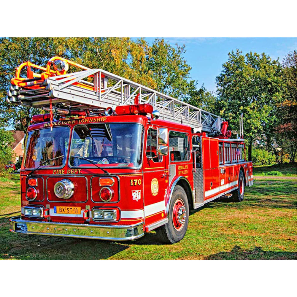 Fire Truck 40*30CM (canvas) Full Round Drill Diamond Painting