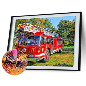 Fire Truck 40*30CM (canvas) Full Round Drill Diamond Painting