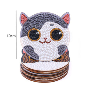 DIY Diamonds Painting Coaster with Rack Woody Cartoon Cup Mat Home Accessories