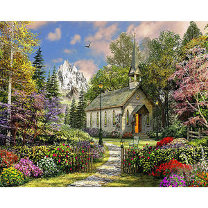 Village House 50*40CM (canvas) Full Round Drill Diamond Painting