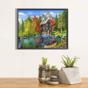 Village House 50*40CM (canvas) Full Round Drill Diamond Painting