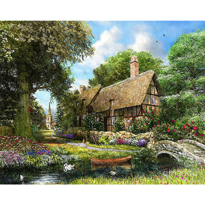 Village House 50*40CM (canvas) Full Round Drill Diamond Painting