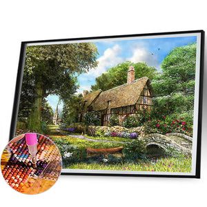 Village House 50*40CM (canvas) Full Round Drill Diamond Painting